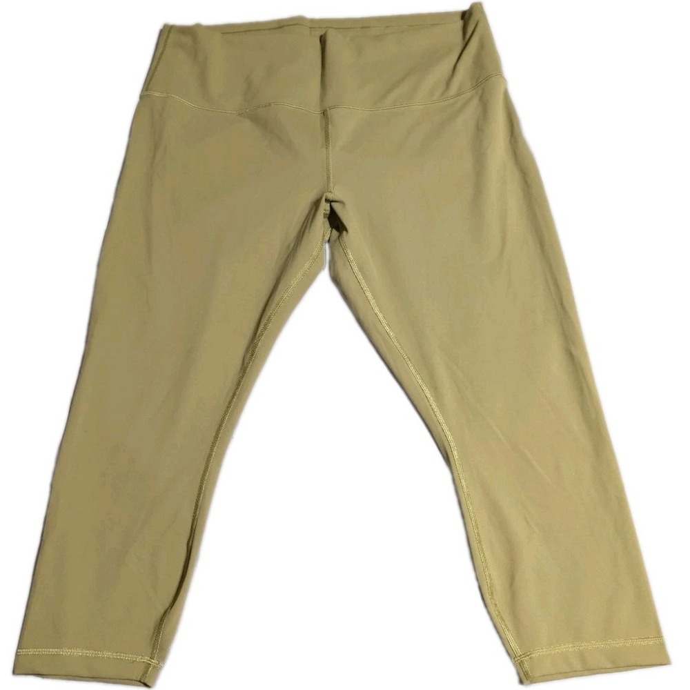 Lululemon Wunder Train High Rise Crop 23 Womens 20 Bronze Green Everlux Leggings